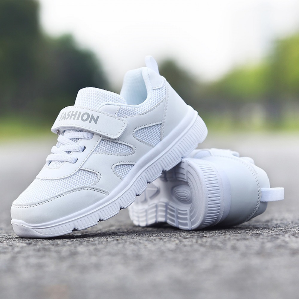 Spring and Autumn New Children's Sports Shoes Breathable Leisure Campus White