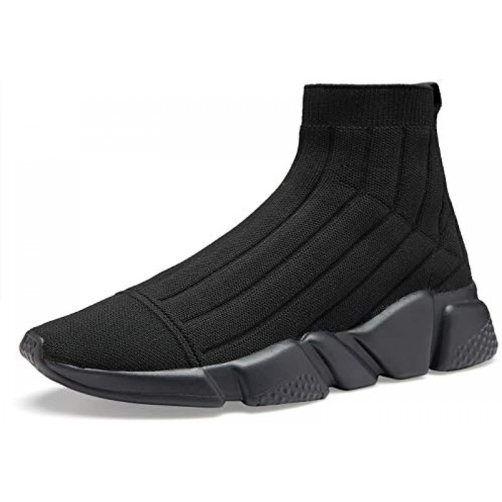 Walking Shoes Slip-On Sneakers Breathable Lightweight Athletic Running Sneakers High Top All Black
